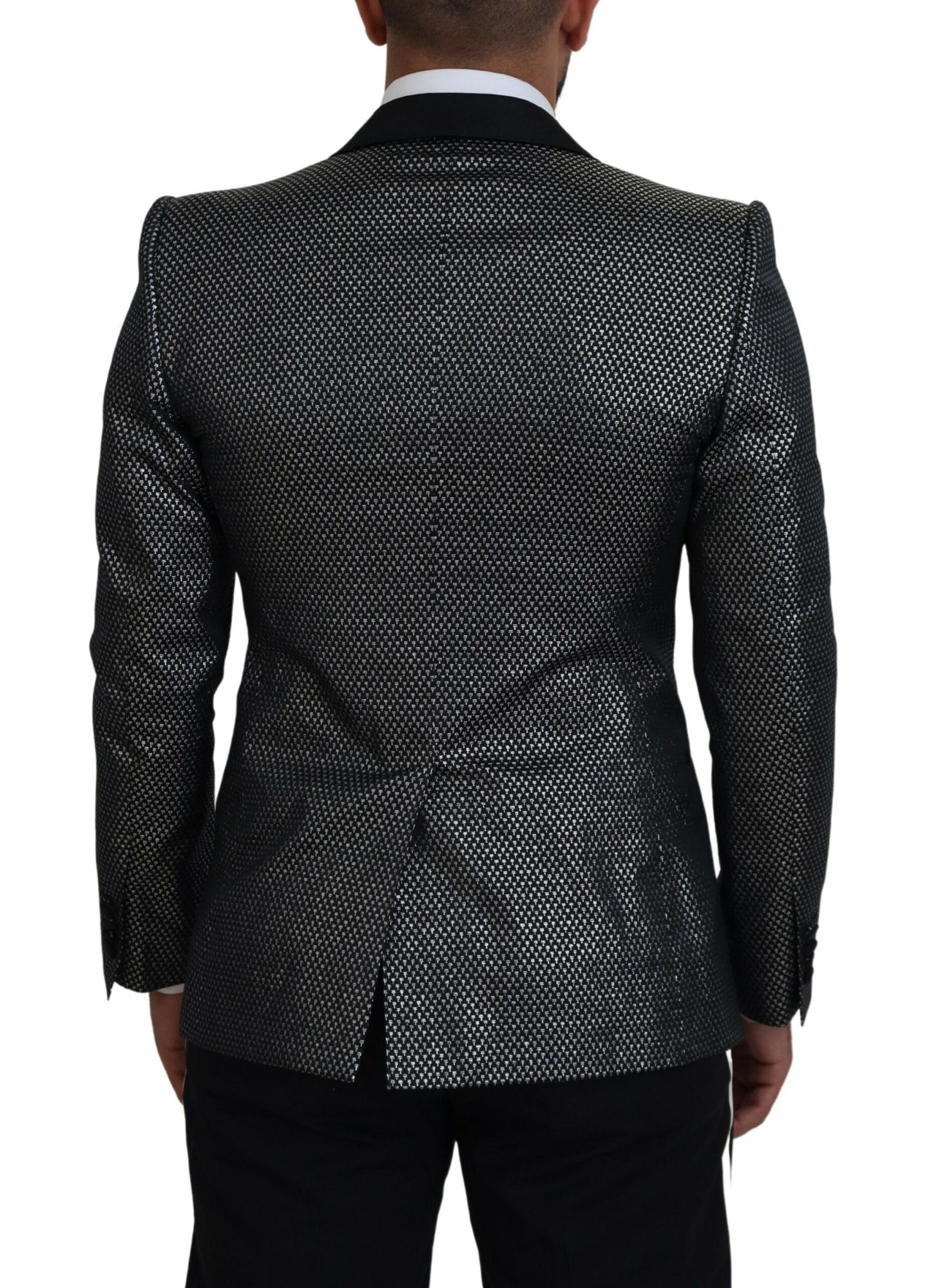 Dolce &amp; Gabbana black silver jacquard slim fit Blazer