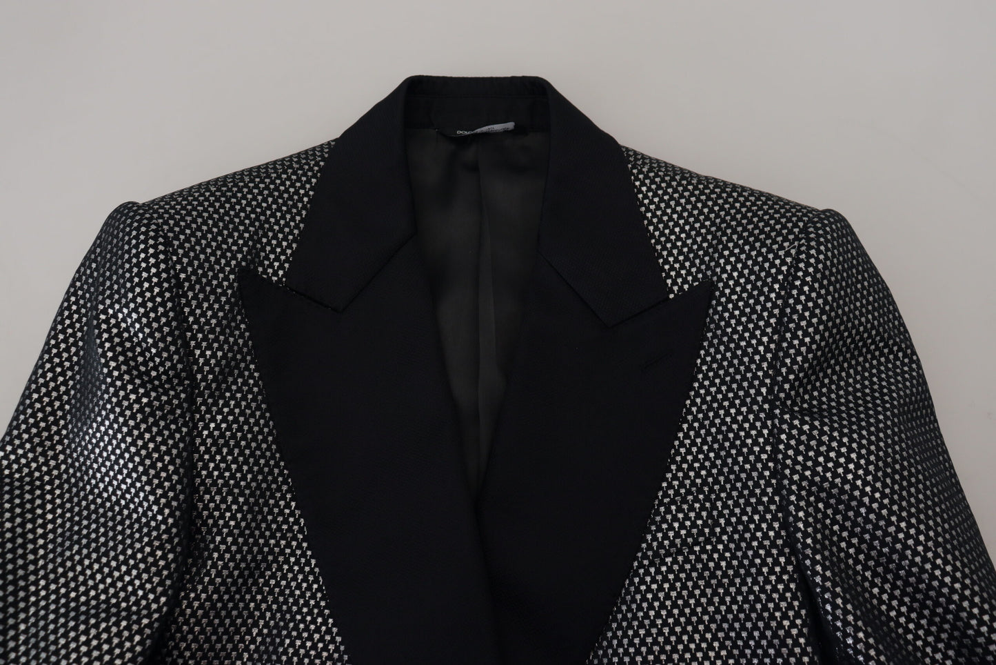 Dolce &amp; Gabbana black silver jacquard slim fit Blazer