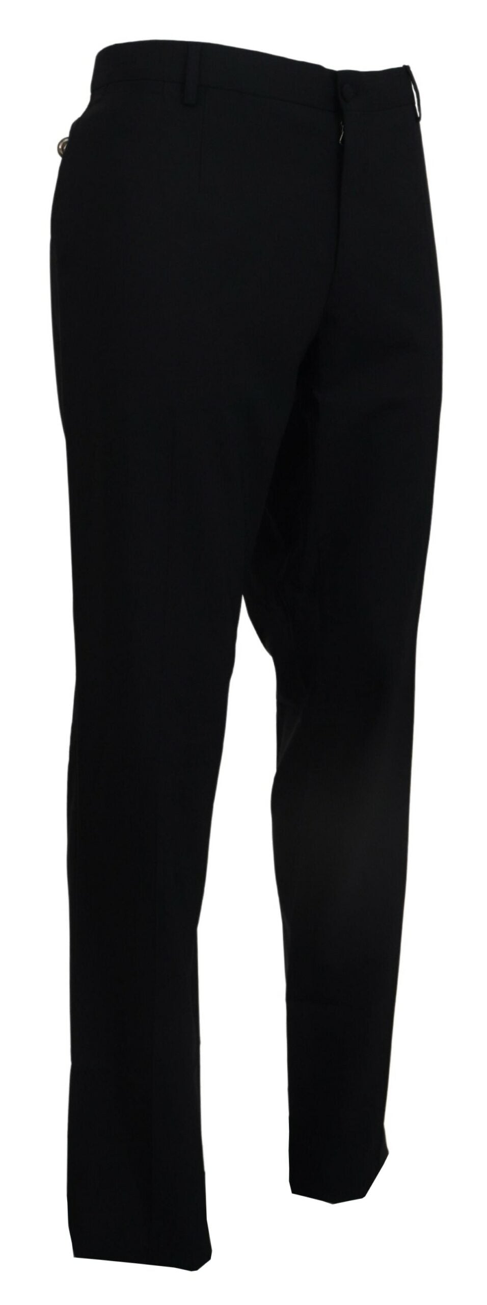 Dolce &amp; Gabbana Black Wool Stretch Dress Formal Slim Fit Pant