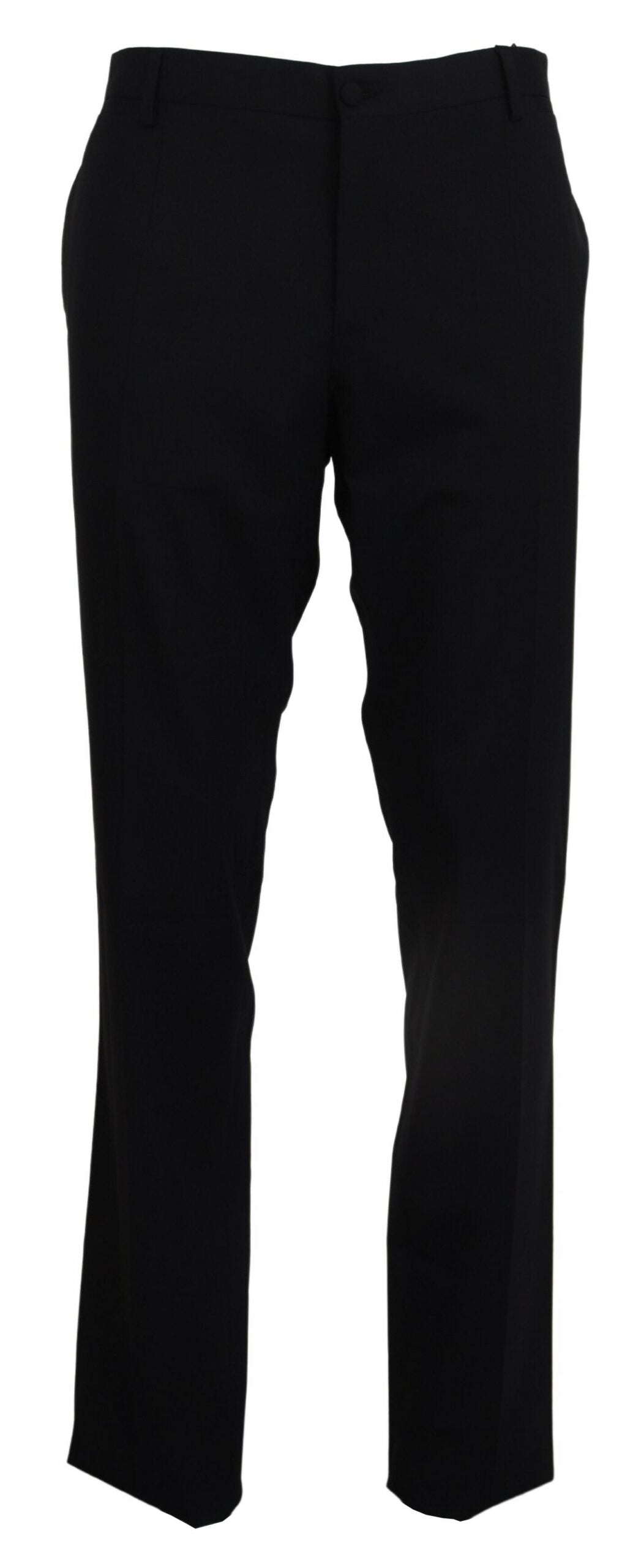 Dolce &amp; Gabbana Black Wool Stretch Dress Formal Slim Fit Pant