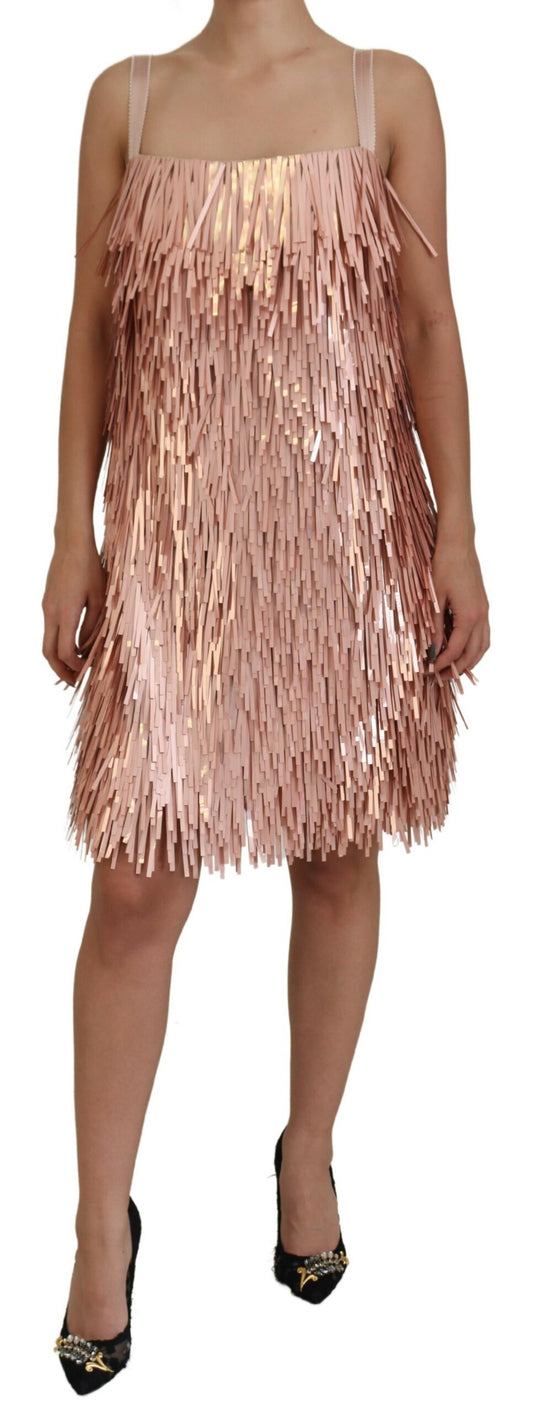 Dolce &amp; Gabbana Pink Tinsel Sleeveless Shift A-line Dress