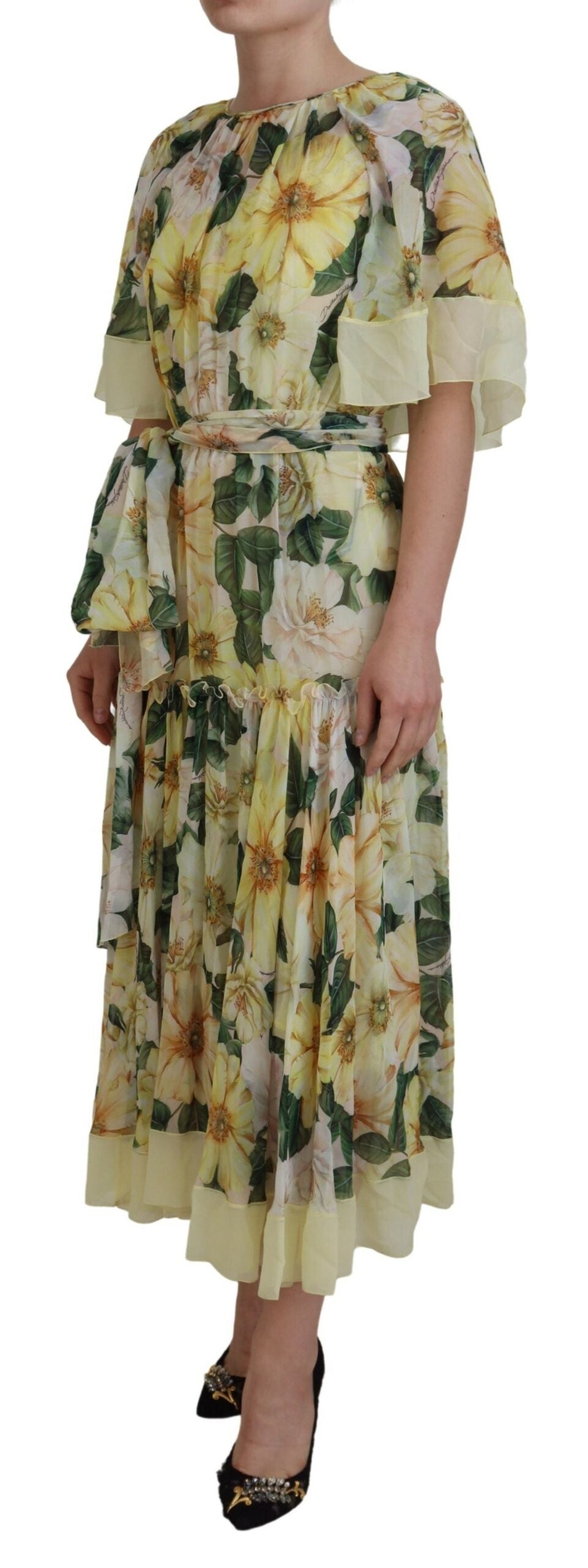 Dolce &amp; Gabbana Multicolor Silk Floral Print Long Maxi Dress