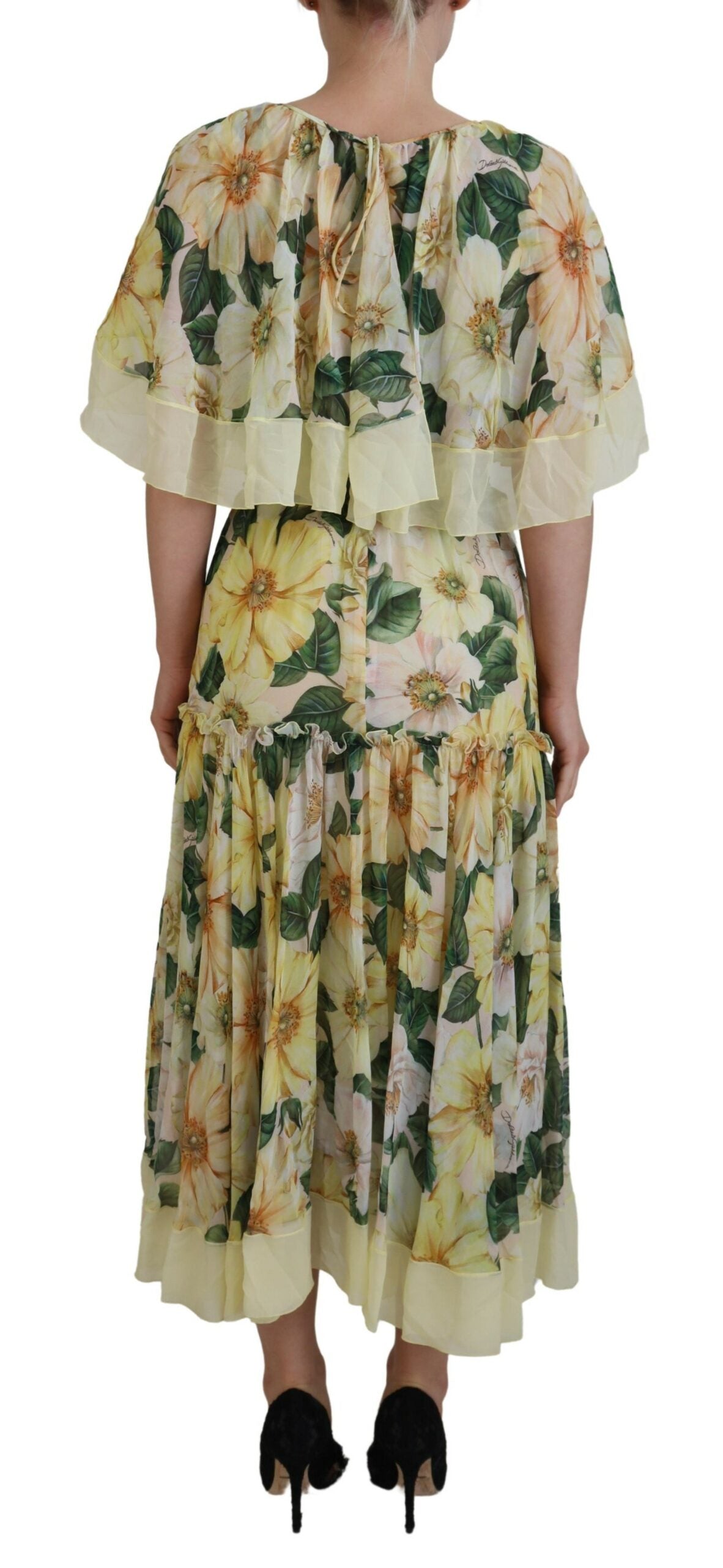 Dolce &amp; Gabbana Multicolor Silk Floral Print Long Maxi Dress