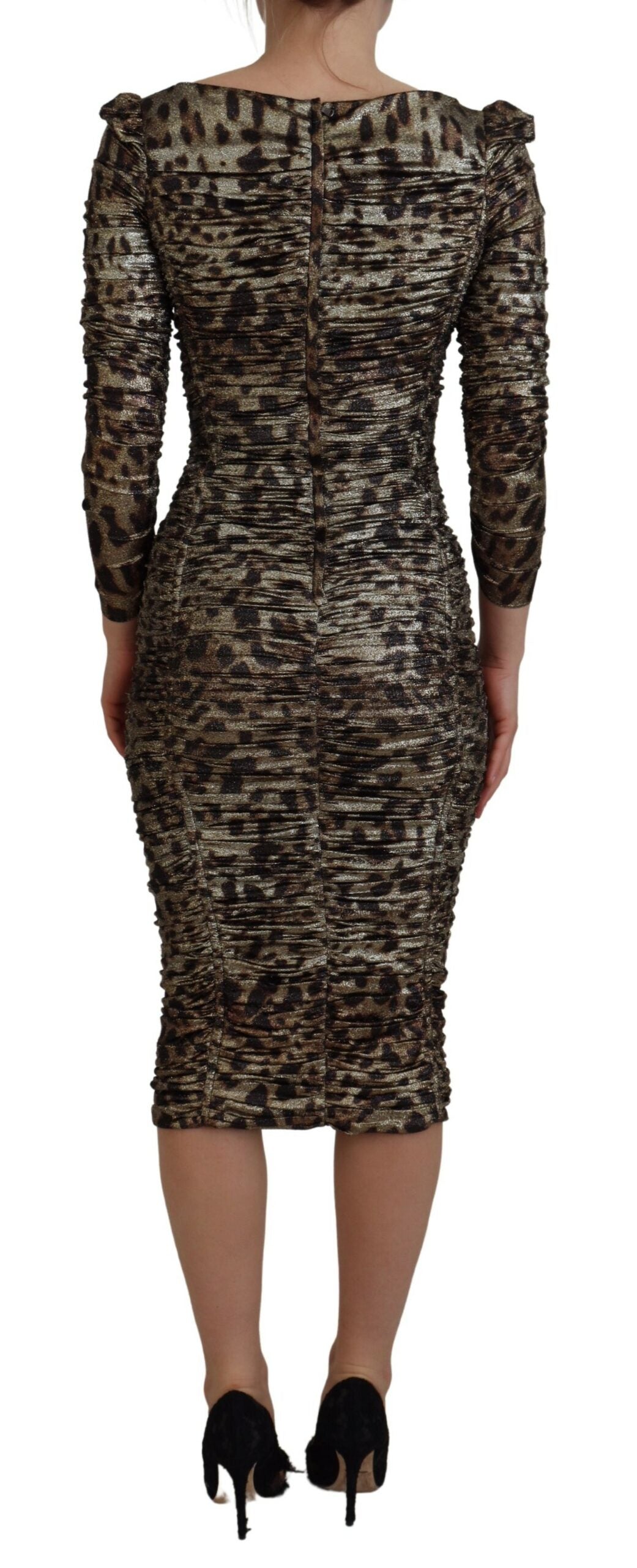 Dolce &amp; Gabbana Elegantes Midi-Bodycon-Kleid mit Leopardenmuster