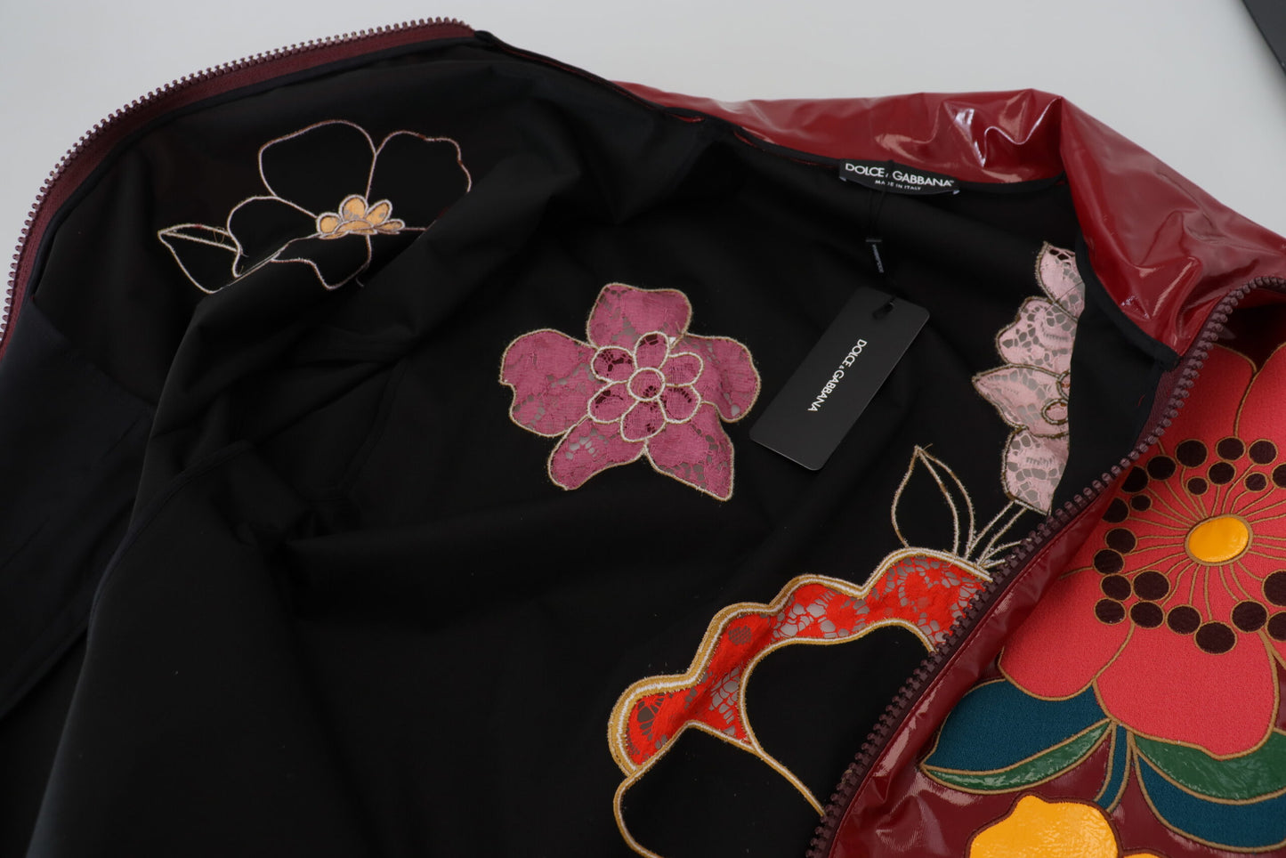 Dolce &amp; Gabbana Maroon Floral Luxe Jacke