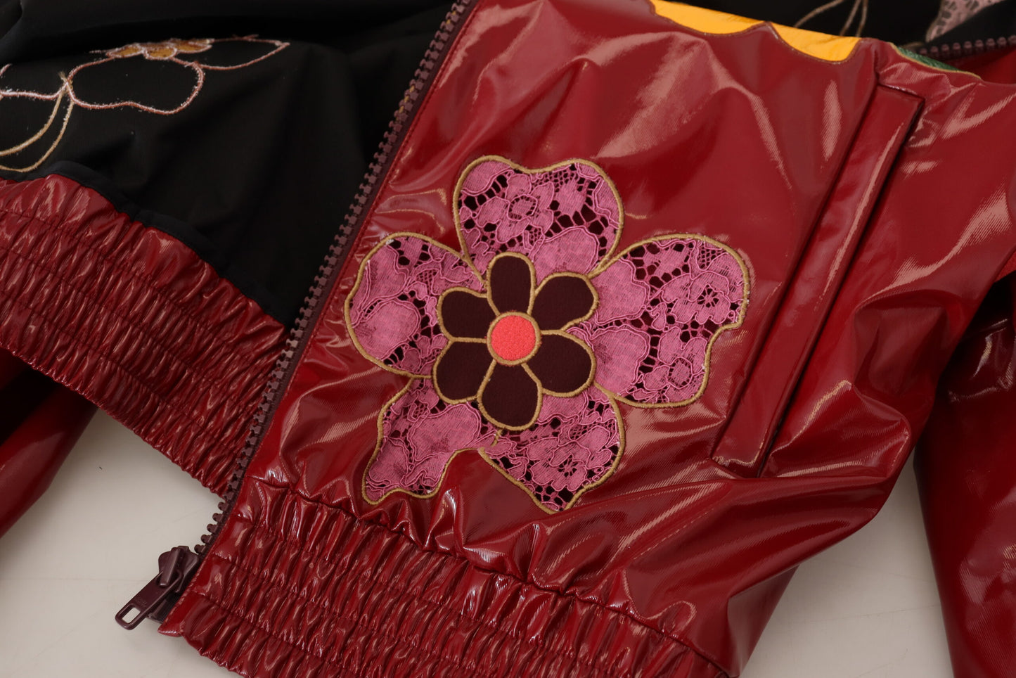 Dolce &amp; Gabbana Maroon Floral Luxe Jacke