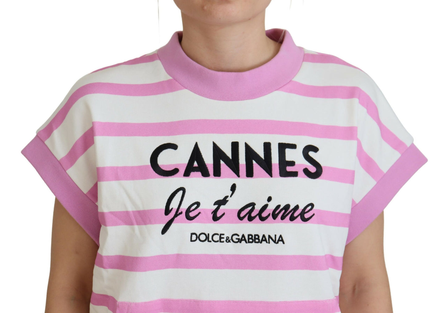 Dolce &amp; Gabbana Exklusives gestreiftes Baumwoll-Rundhals-T-Shirt