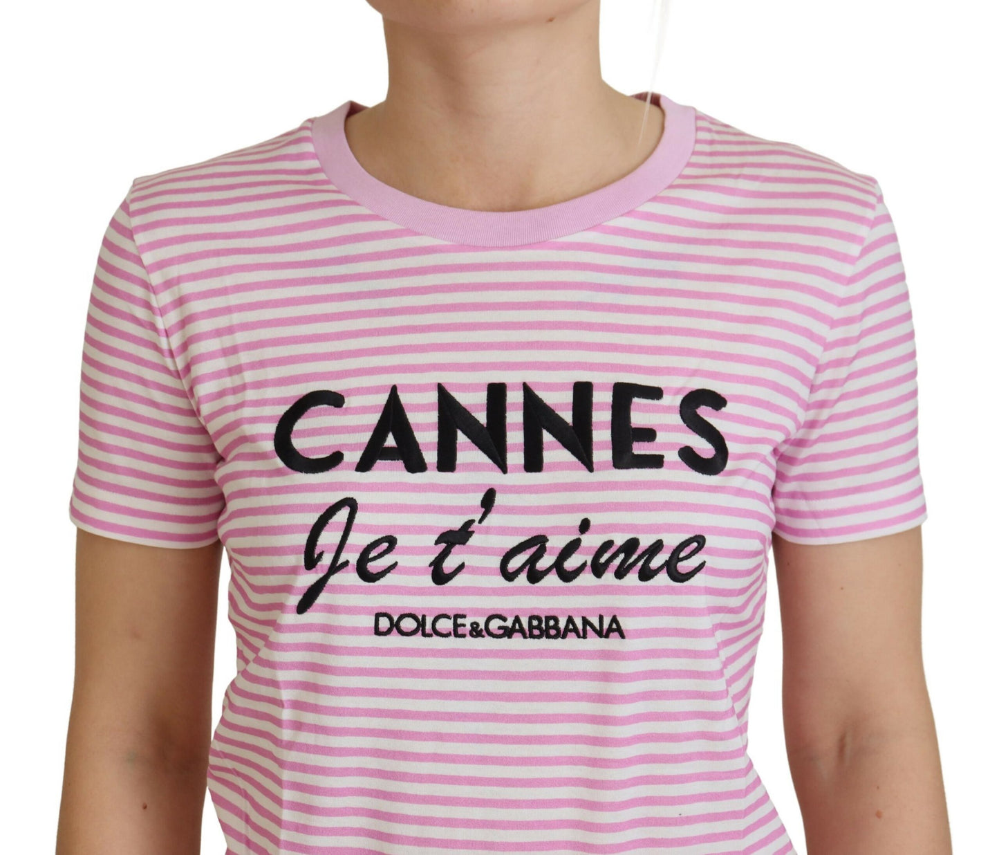 Exklusives gestreiftes „Love Affair“-Baumwoll-T-Shirt von Dolce &amp; Gabbana