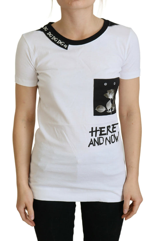 Schickes, einfarbiges Baumwoll-T-Shirt „Here and Now“ von Dolce &amp; Gabbana