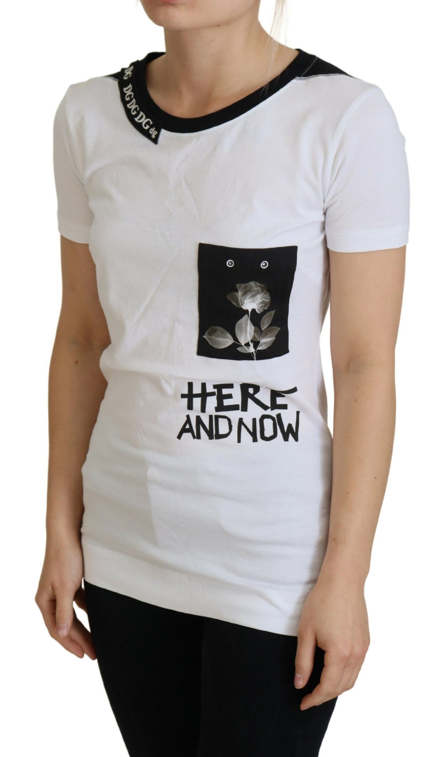 Schickes, einfarbiges Baumwoll-T-Shirt „Here and Now“ von Dolce &amp; Gabbana