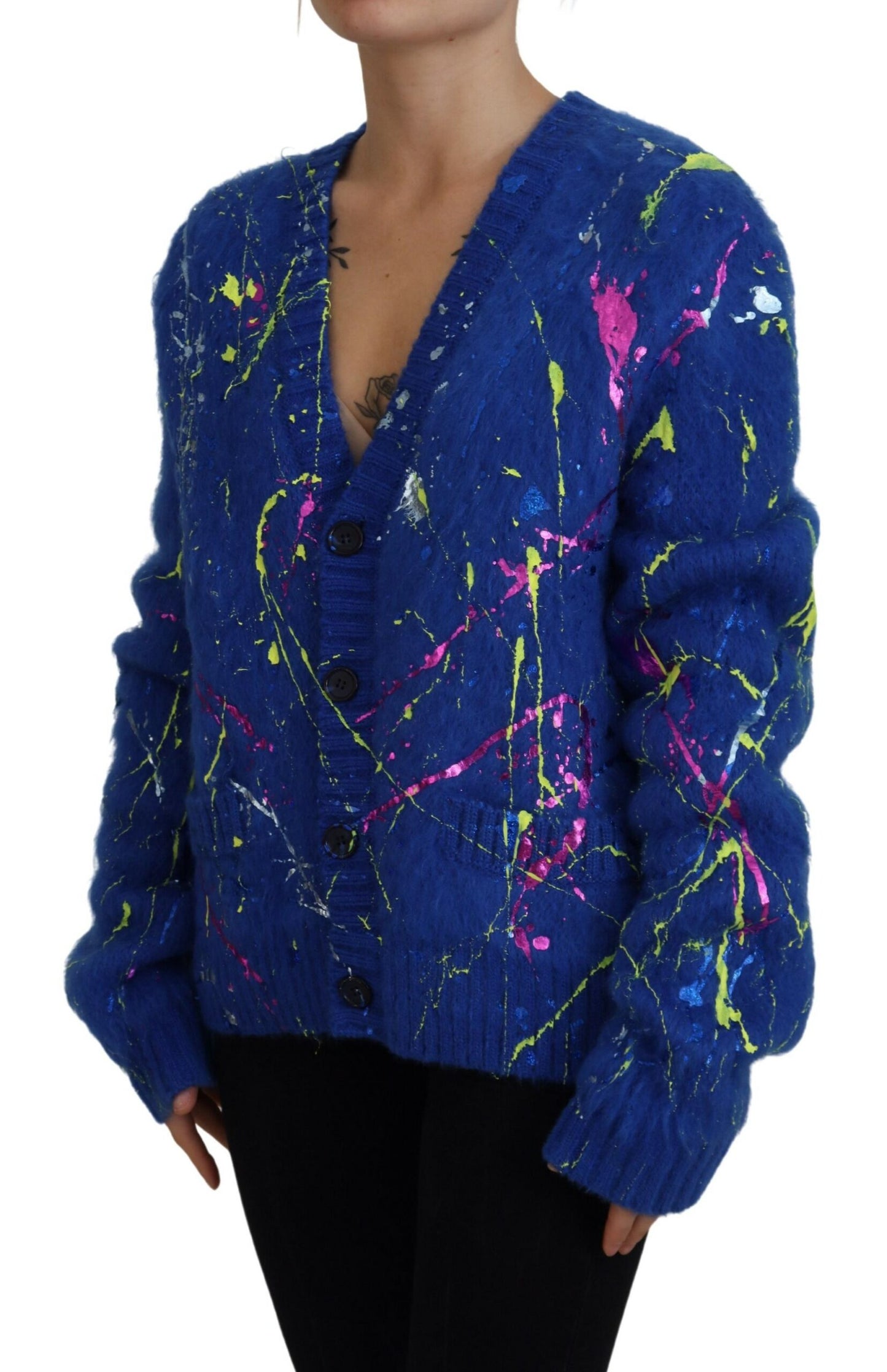 Dolce & Gabbana Elegant Multicolor Splash Mohair Cardigan