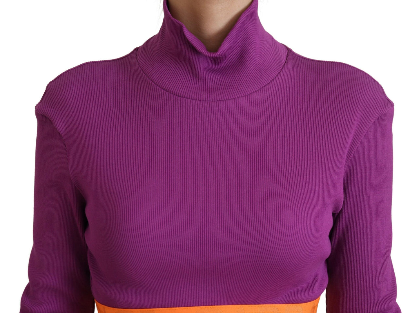 Dolce &amp; Gabbana Purple Turtle Neck Cropped Pullover Sweater