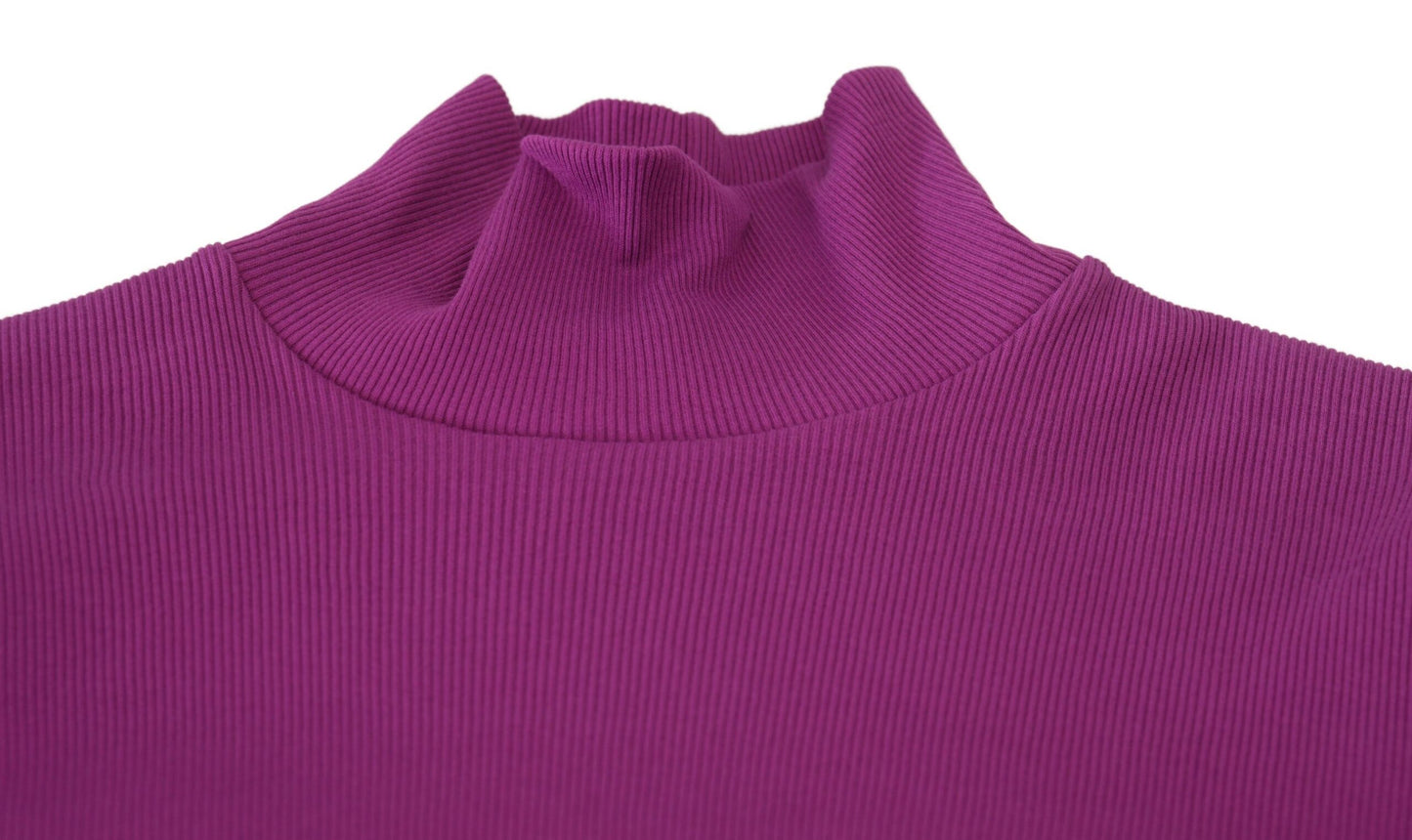 Dolce &amp; Gabbana Purple Turtle Neck Cropped Pullover Sweater