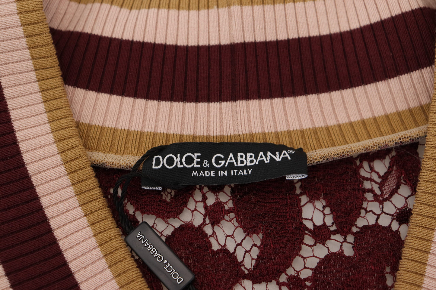 Dolce &amp; Gabbana Multicolor Lace V-neck Pullover Sweater