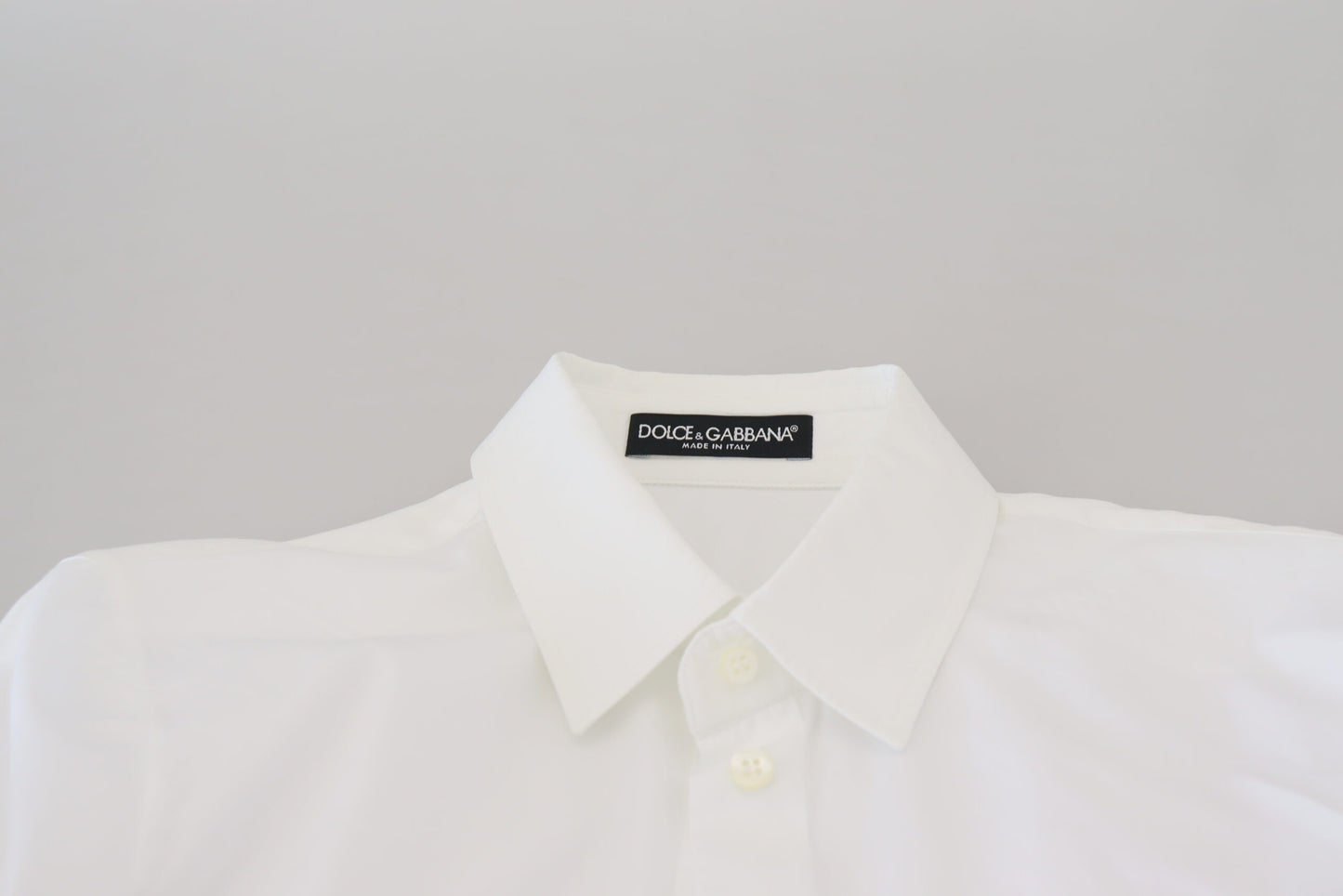 Dolce &amp; Gabbana White Cotton Collared Long Sleeves Formal Top