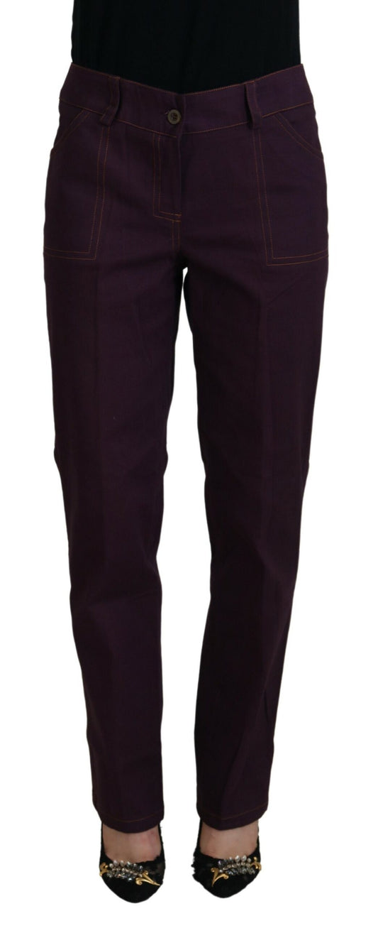 Pantaloni eleganti affusolati in cotone viola BENCIVENGA