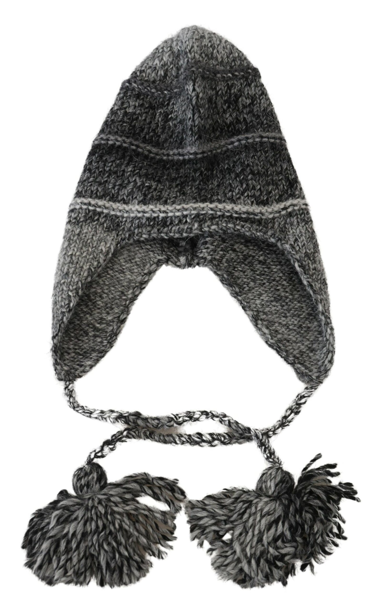 Dolce &amp; Gabbana Gray Warm Fleece Ear Flaps Knit Beanie Hat