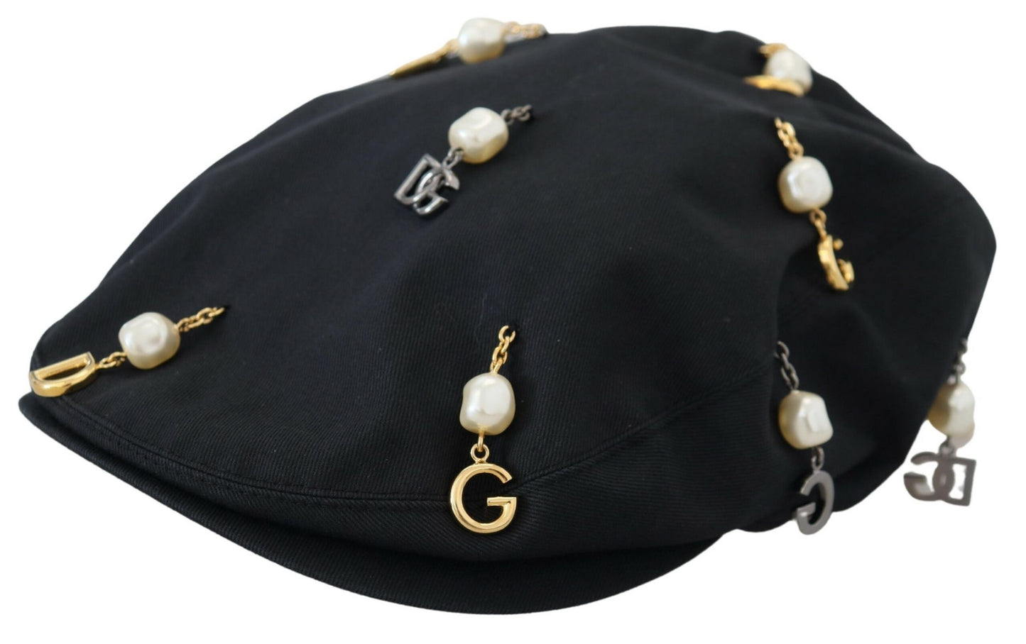 Dolce &amp; Gabbana Black Cotton Embellished Newsboy Men Hat