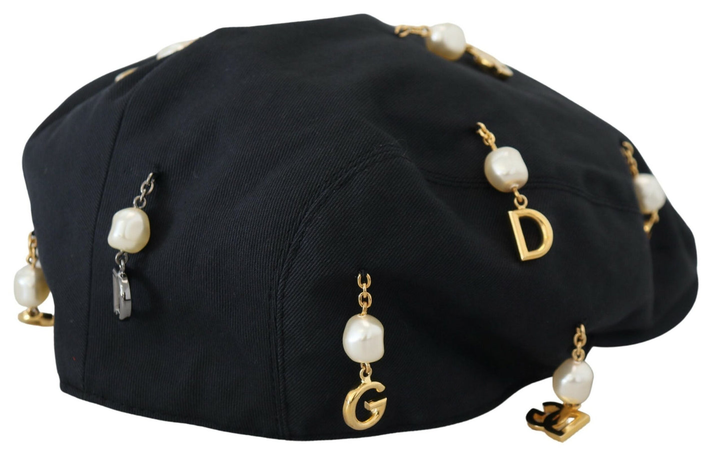 Dolce &amp; Gabbana Black Cotton Embellished Newsboy Men Hat