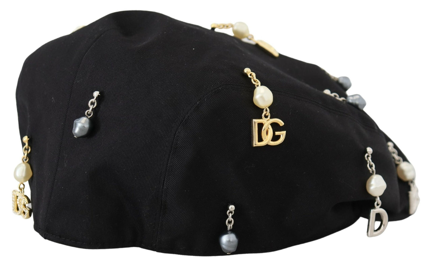 Dolce &amp; Gabbana Black Cotton Embellished Newsboy Men Hat