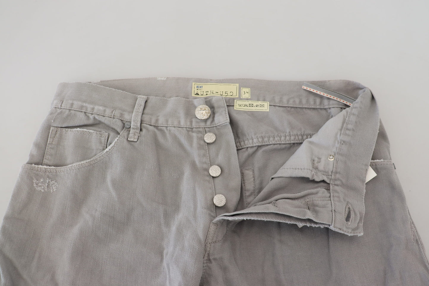 Acht schlanke Jeans in regulärem Denim-Grau