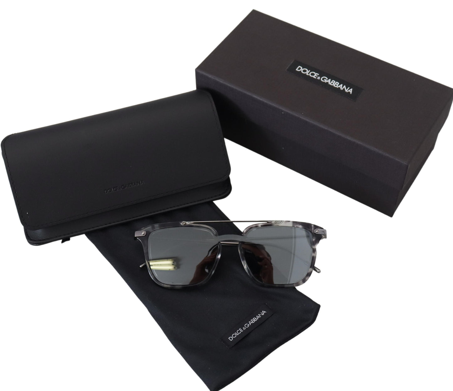 Dolce &amp; Gabbana Atemberaubende graue Acetat-Sonnenbrille