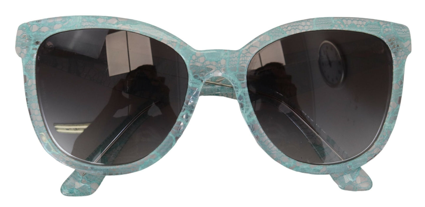 Elegante blaue Sonnenbrille mit Spitzendetail von Dolce &amp; Gabbana