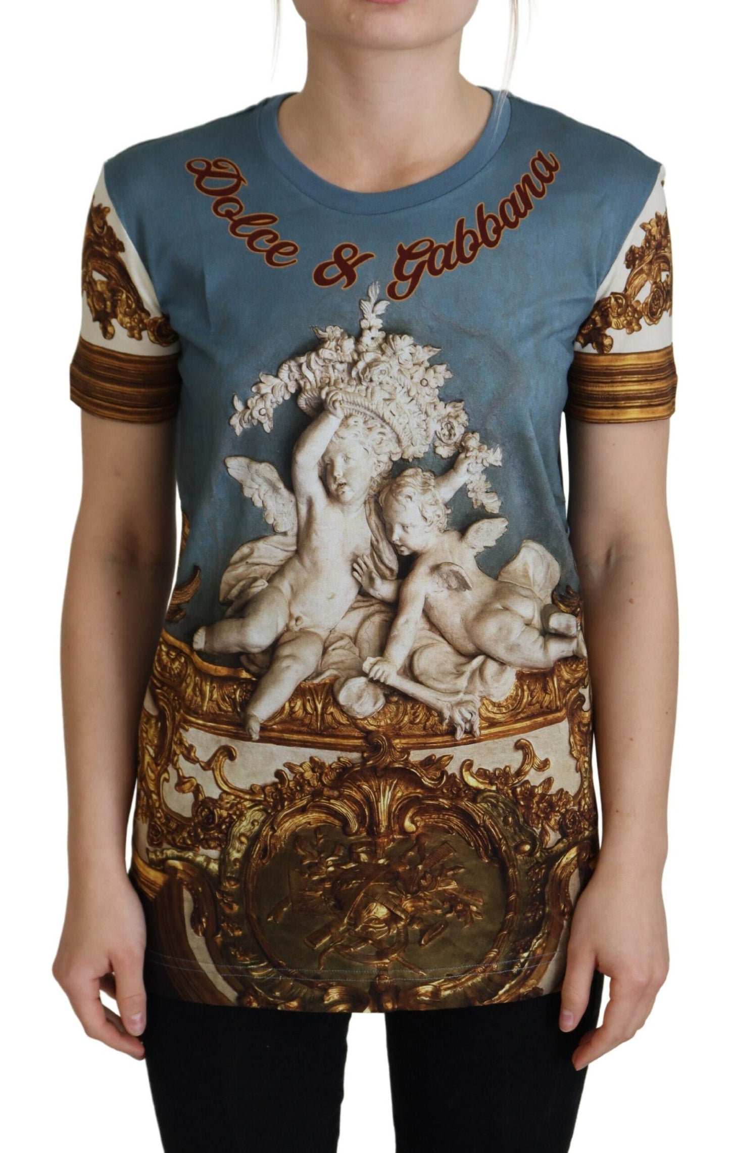 Dolce &amp; Gabbana Multicolor DG Logo Angel Printed Shirt Top