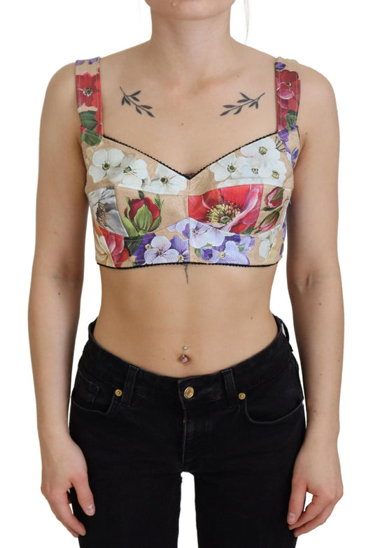 Dolce &amp; Gabbana Multicolor Floral Cropped Bustier Corset Top