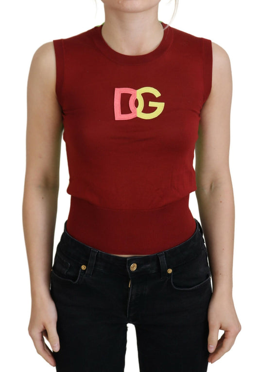 Dolce &amp; Gabbana Red Green DG Logo Sleeveless Pullover Top