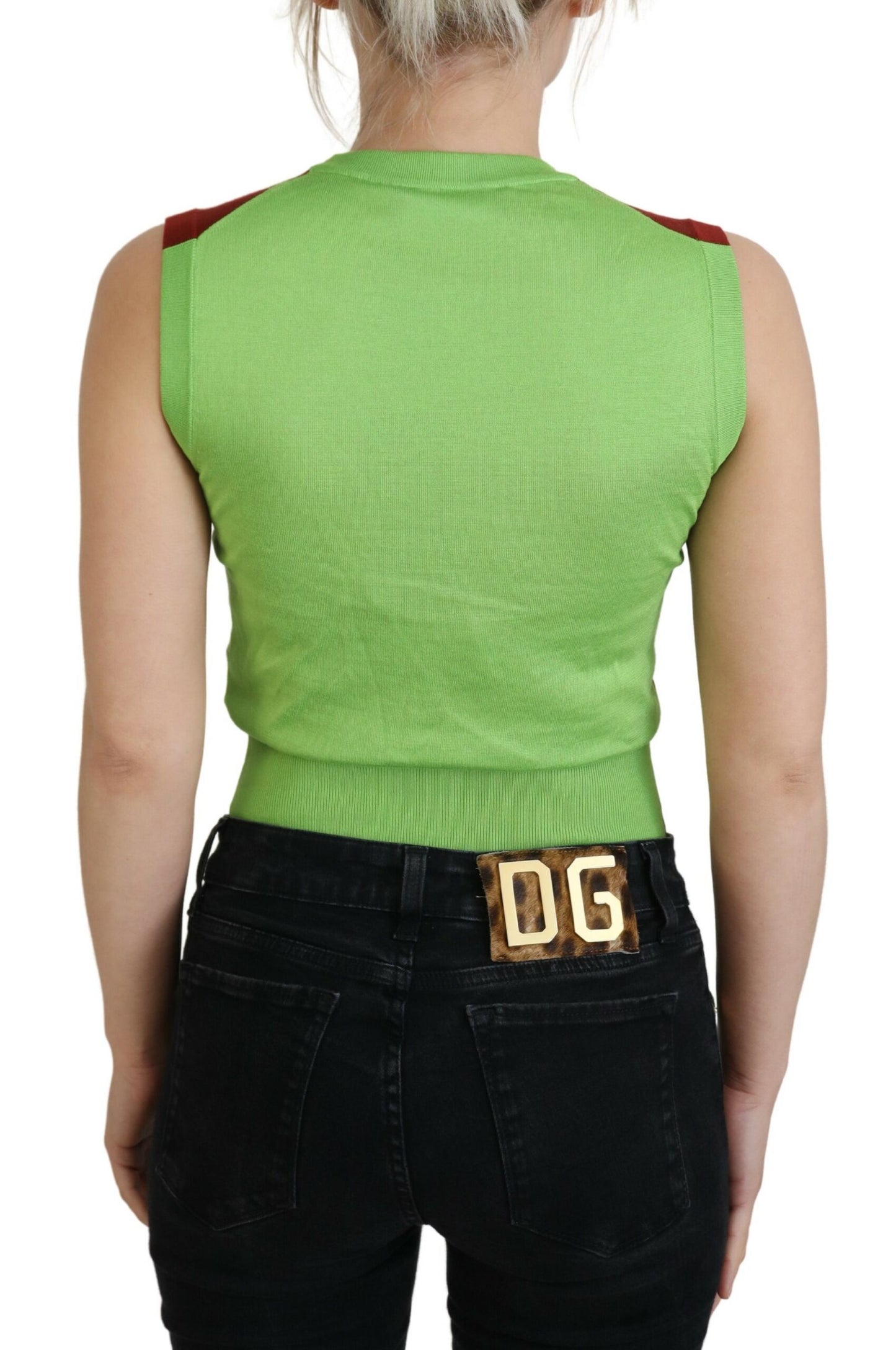 Dolce & Gabbana Elegant Silk Casual Top Red Green