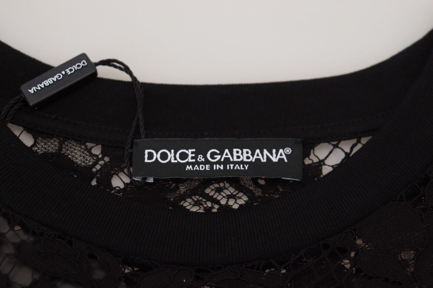 Dolce & Gabbana Elegant Black Floral Lace Shift Dress