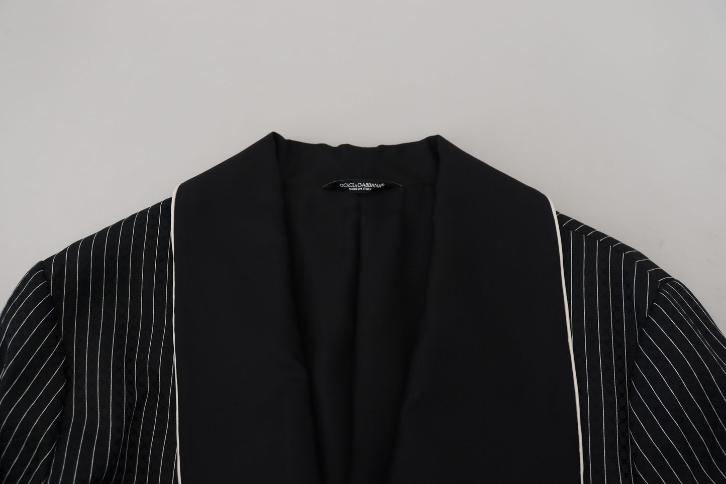 Dolce &amp; Gabbana Black Robe Striped DG Patch Jacket Men Blazer