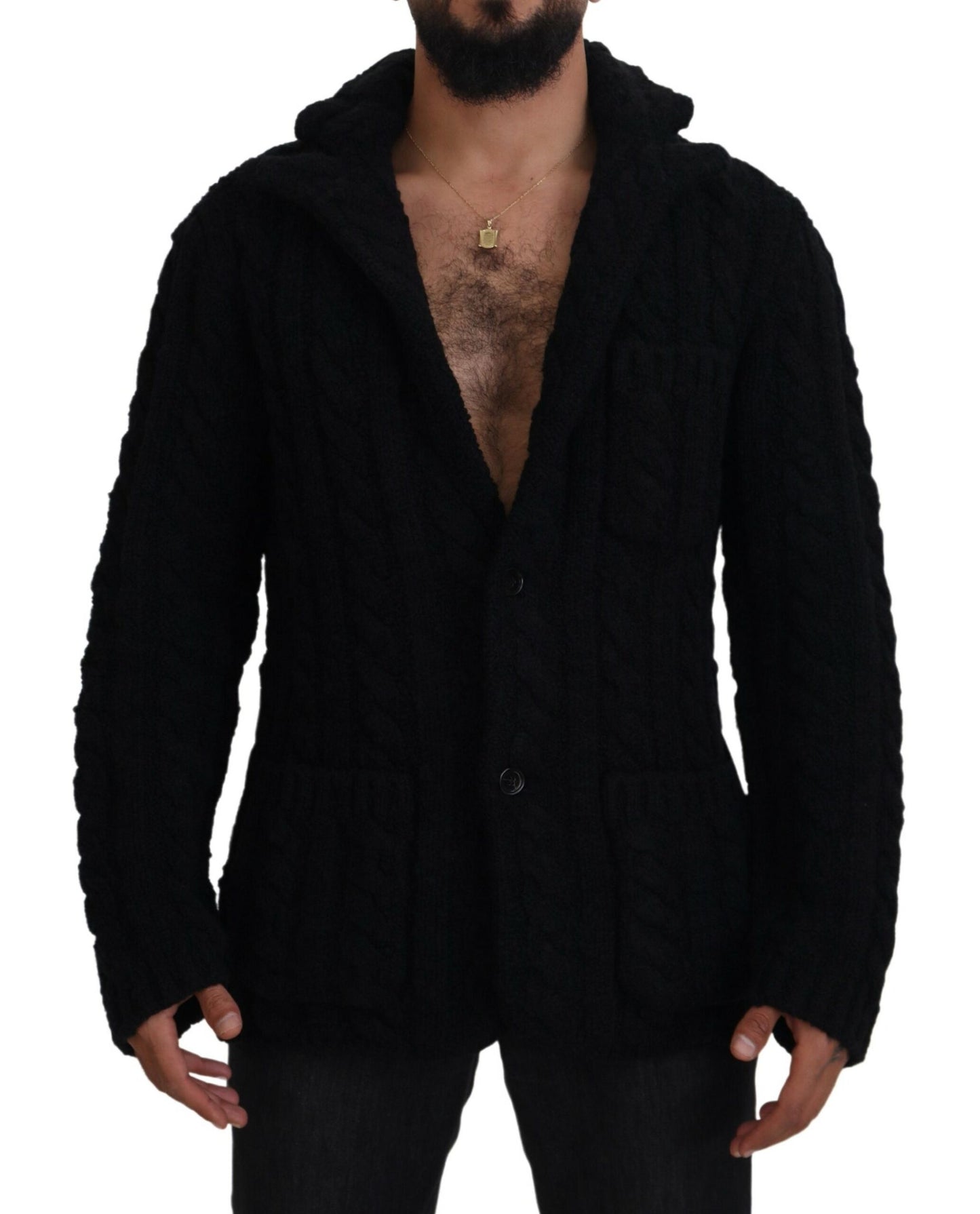 Dolce &amp; Gabbana Eleganter schwarzer Woll-Kaschmir-Cardigan