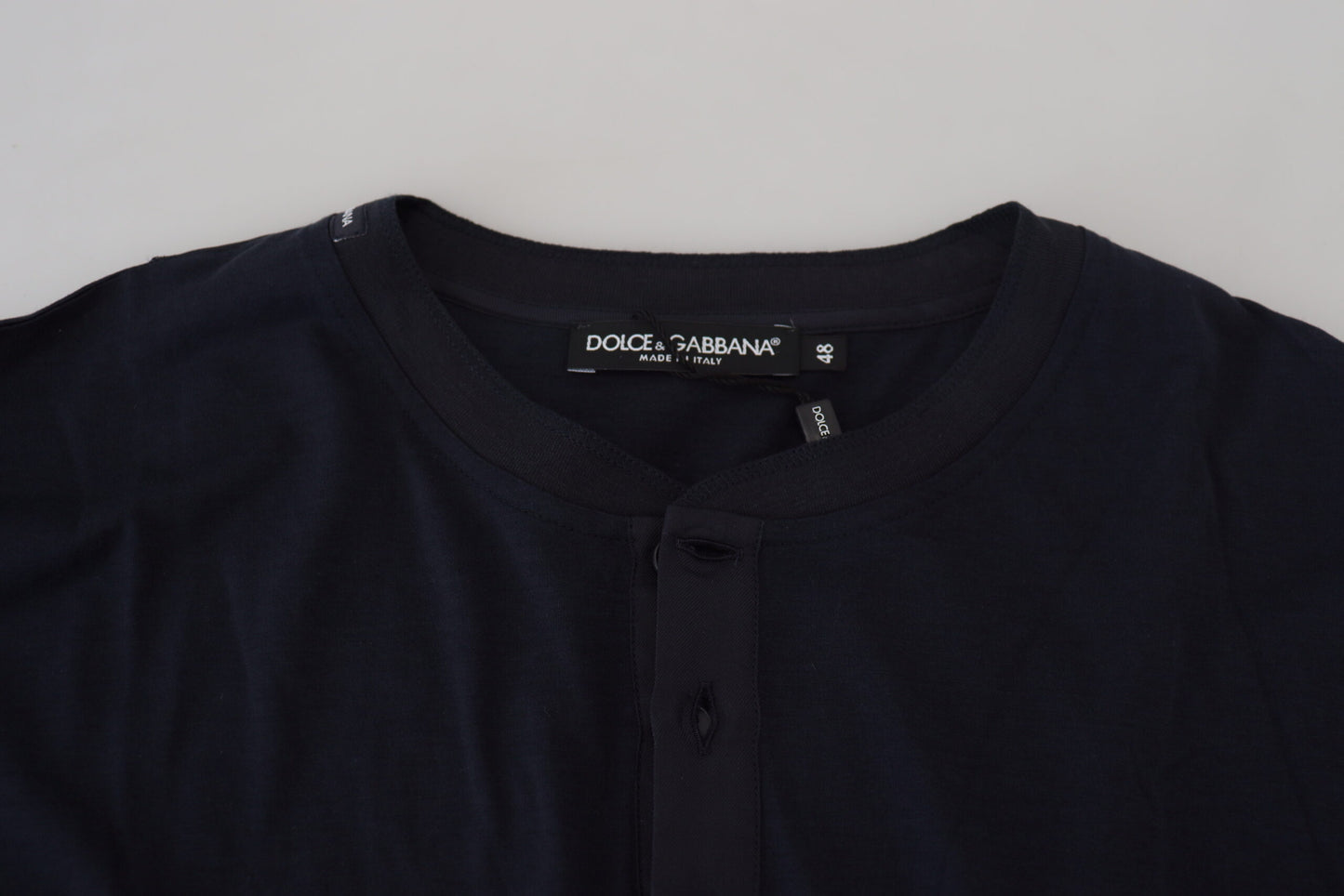 Dolce &amp; Gabbana Eleganter blauer Pullover aus Baumwoll-Seiden-Mischung