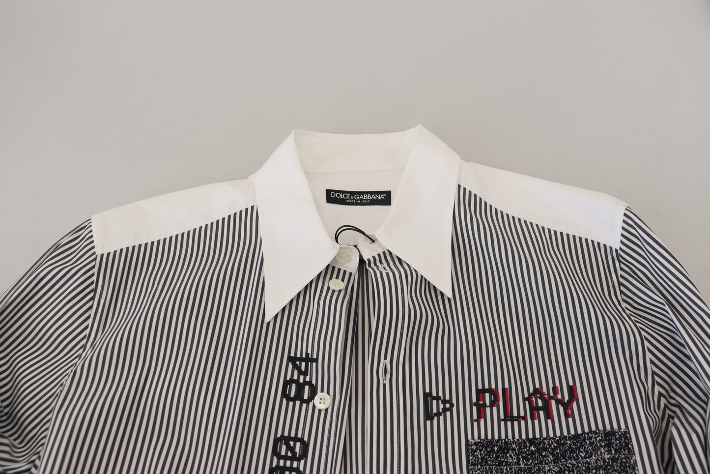 Klassisches, schwarz-weiß gestreiftes Button-Down-Hemd von Dolce &amp; Gabbana