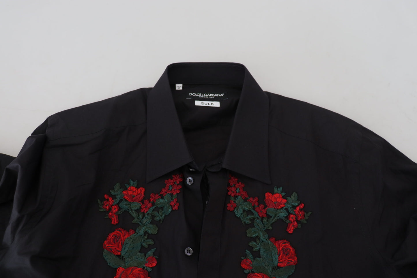 Dolce &amp; Gabbana – Elegantes, mit Blumen besticktes Baumwollhemd