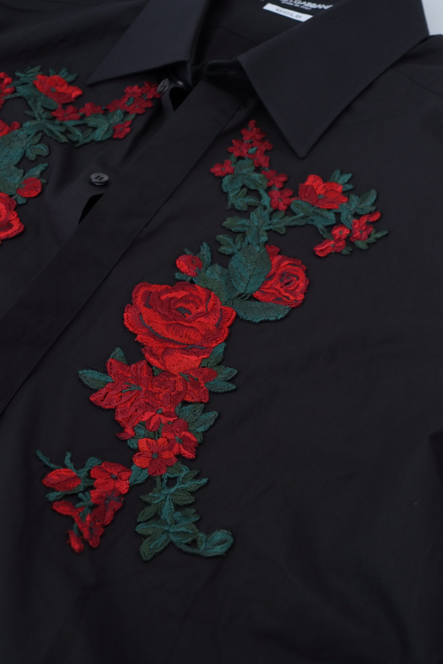 Dolce &amp; Gabbana – Elegantes, mit Blumen besticktes Baumwollhemd