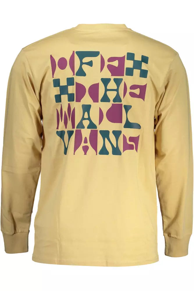 Vans Beige Langarm-Baumwoll-T-Shirt mit Logo-Print