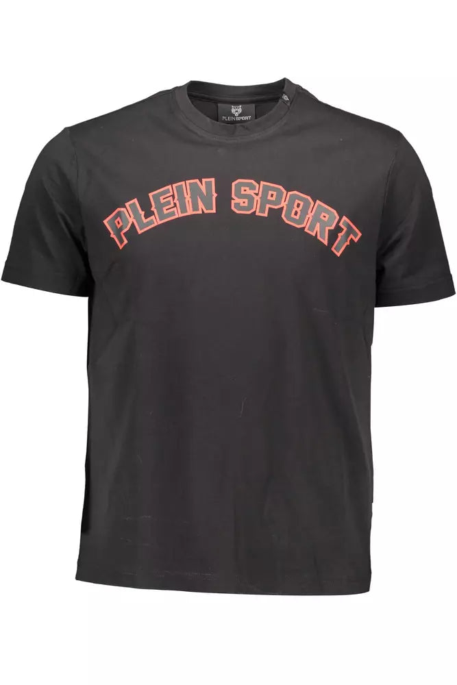 Plein Sport Schlankes schwarzes Baumwoll-T-Shirt mit ikonischen Drucken