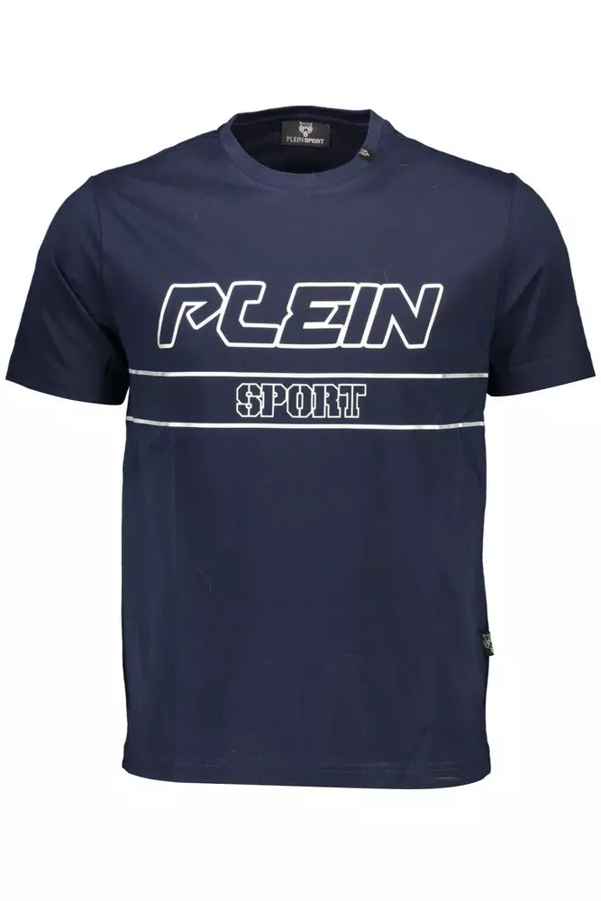 Plein Sport Electrify Blaues Rundhals-T-Shirt mit Logo-Akzent