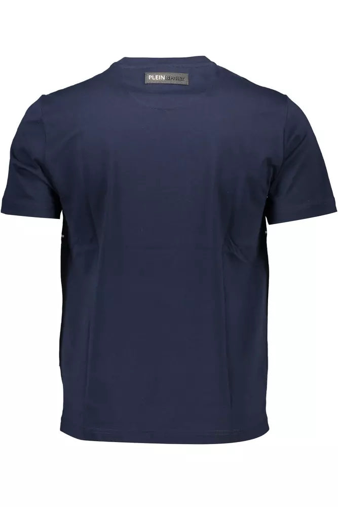 Plein Sport Electrify Blaues Rundhals-T-Shirt mit Logo-Akzent