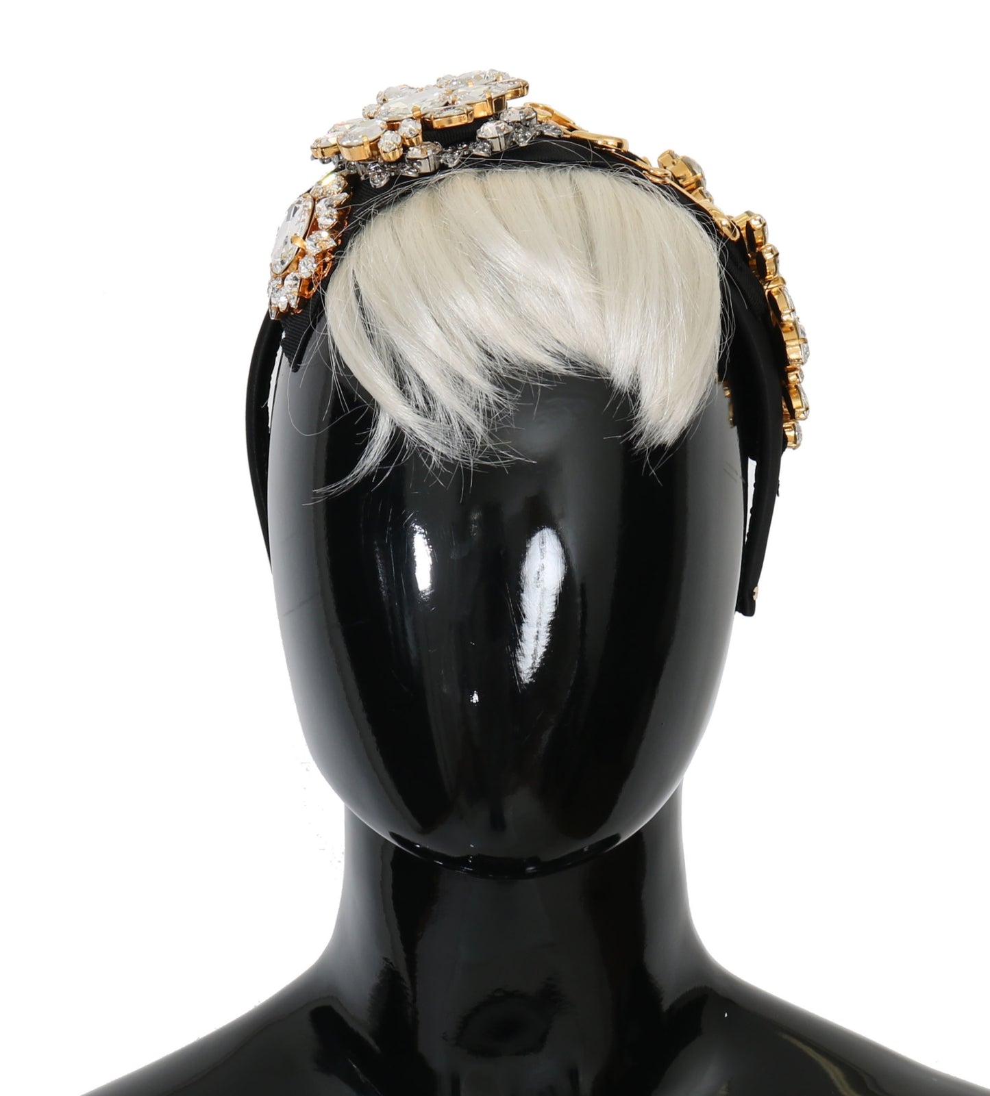 Dolce &amp; Gabbana Black Crystal White Hair Hairdresser Headband Diadem