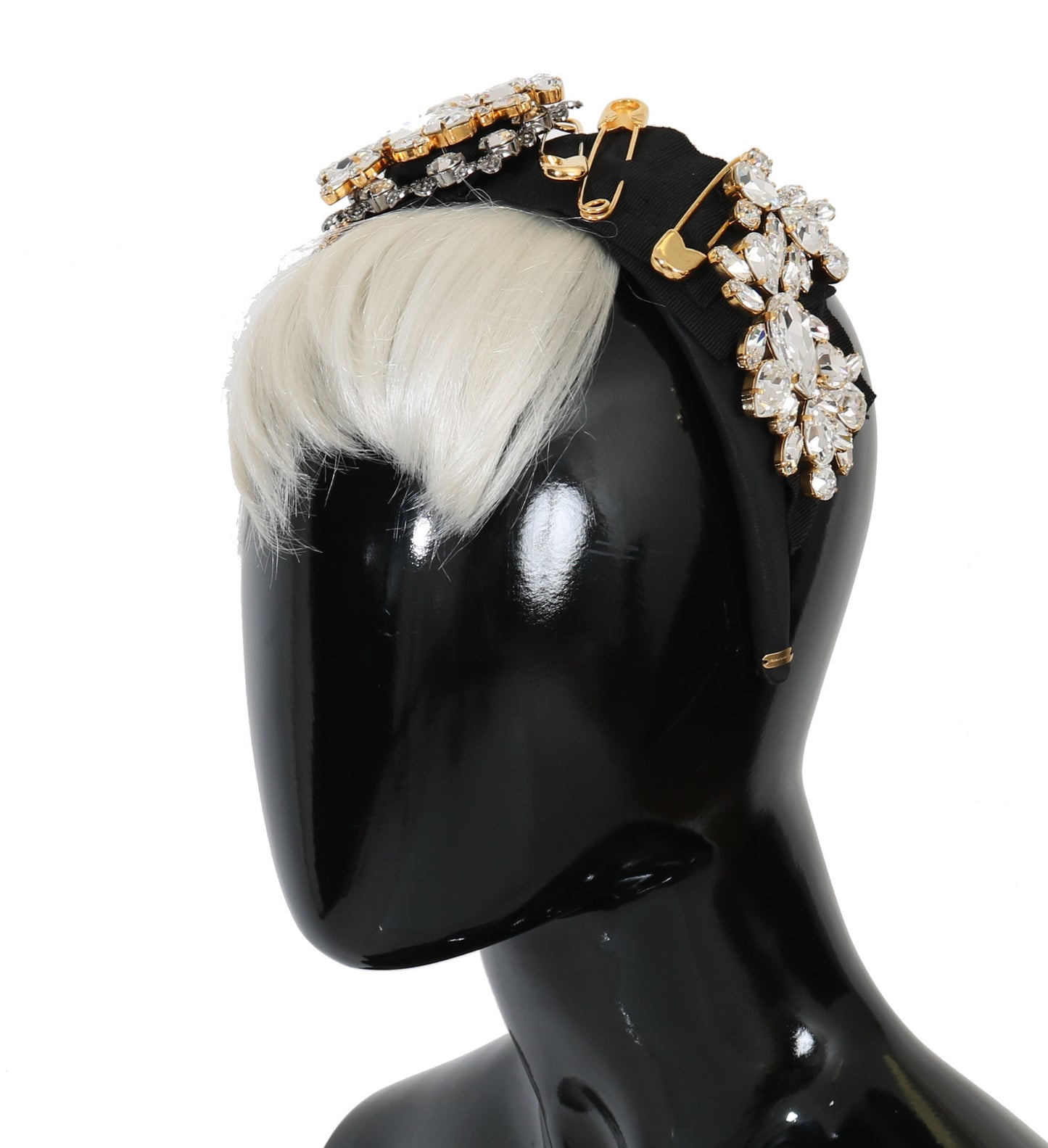 Dolce &amp; Gabbana Black Crystal White Hair Hairdresser Headband Diadem