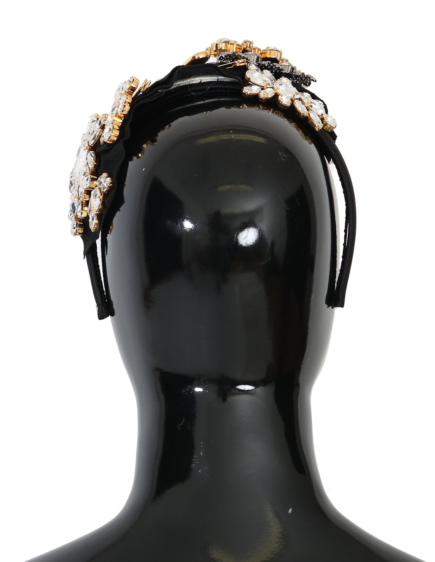 Dolce &amp; Gabbana Black Crystal White Hair Hairdresser Headband Diadem