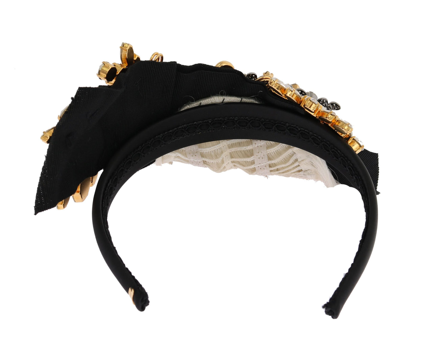 Dolce &amp; Gabbana Black Crystal White Hair Hairdresser Headband Diadem