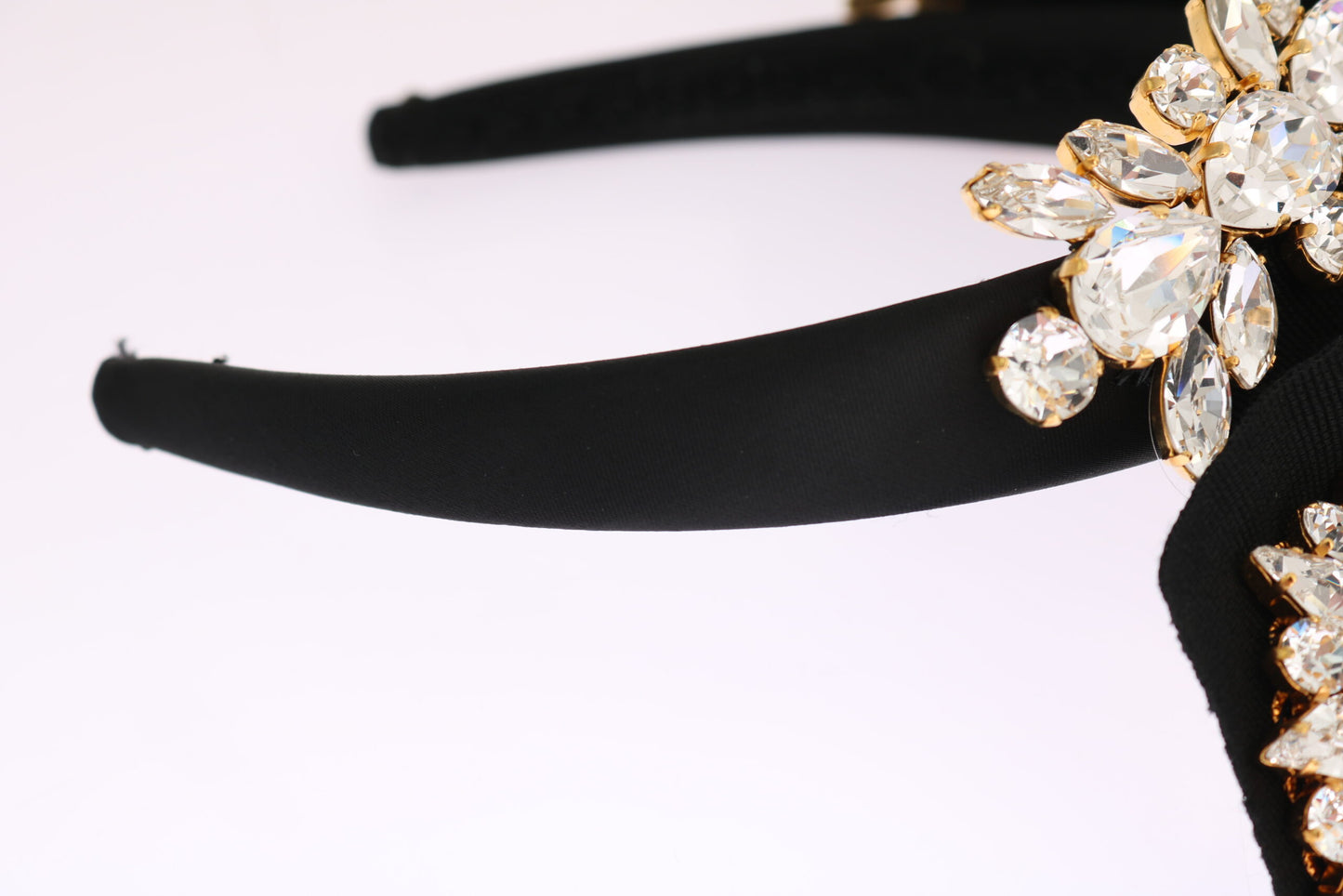 Dolce &amp; Gabbana Black Crystal White Hair Hairdresser Headband Diadem