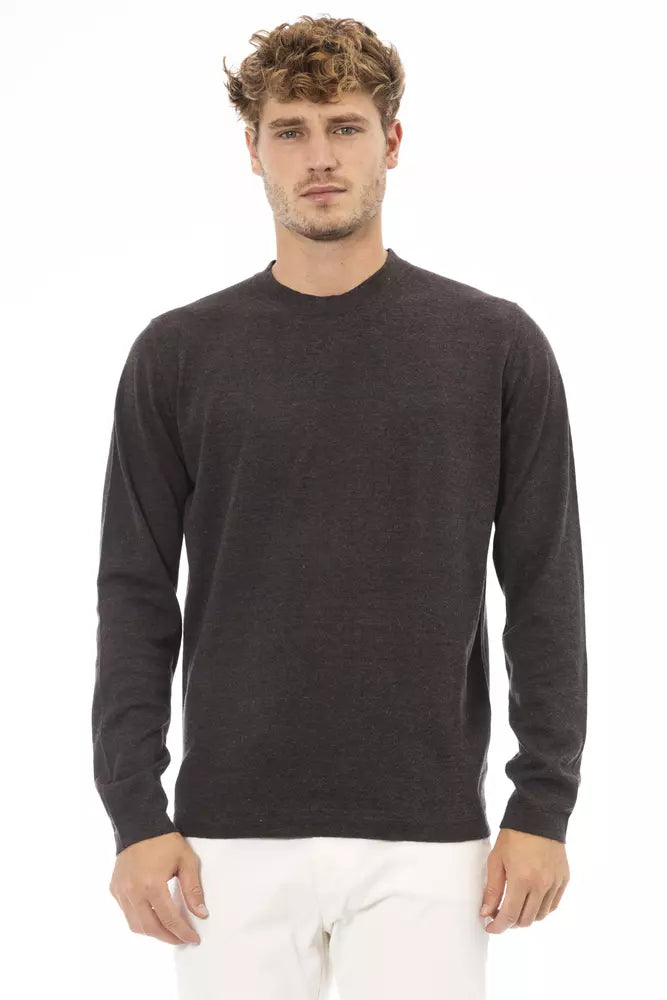 Alpha Studio Eleganter brauner Pullover mit Rundhalsausschnitt für Herren