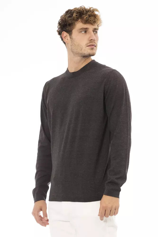 Alpha Studio Eleganter brauner Pullover mit Rundhalsausschnitt für Herren