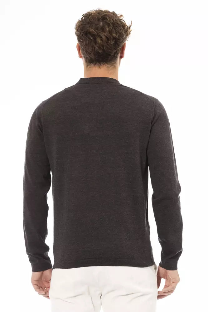 Alpha Studio Eleganter brauner Pullover mit Rundhalsausschnitt für Herren